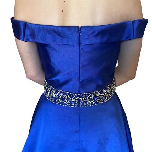 The Secret Dress Off the Shoulders Elegant Blue Formal Prom Dress - Picture 5 of 16
